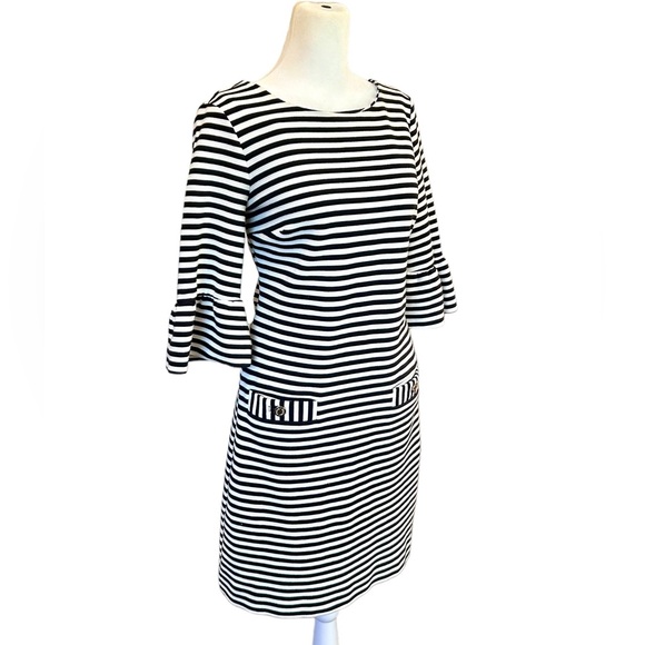 EUC LILLY PULITZER BLACK/WHITE STRIPED ALDEN DRESS, SZ S - Picture 4 of 7